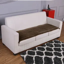 HOKIPO Brown Handloom Made Thick Reversible Poly Velvet 3 Seater Sofa Cover-image-2