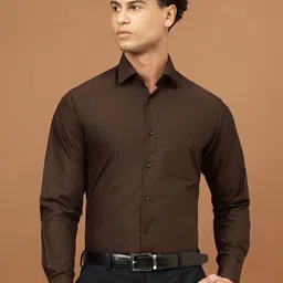 Richlook Men Comfort Spread Collar Solid Cotton Formal Shirt-image-87