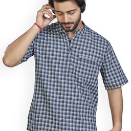 Authentics Men Checked Flared Sleeves Thread Work Kurta-picture-1