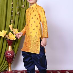 BAESD Boys Printed Regular Dupion Silk Kurta with Patiala image 5
