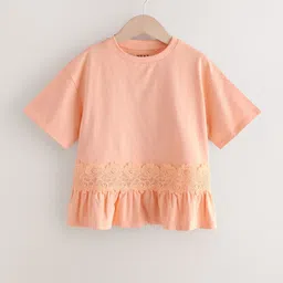 NEXT Kids Girls Lace Inset Pure Cotton Top-image-23