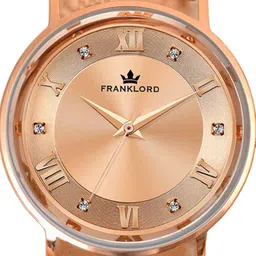 Franklord Unisex Brass Embellished Dial & Stainless Steel Bracelet Style Straps Analogue Watch F-132 RRG image 3
