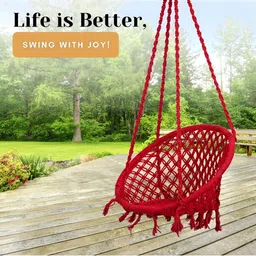 Swingzy Red Hammock Hanging Swing With Cushion image 2