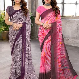 Moda Rapido Pack of 2 Floral Printed Pure Georgette Saree-image-54
