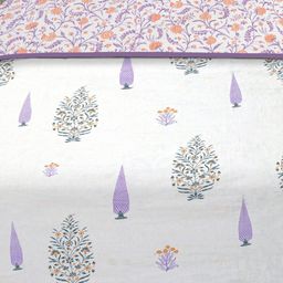 FABINALIV White & Purple Printed Pure Cotton 233 GSM Reversible AC Room Double Bed Dohar image 2