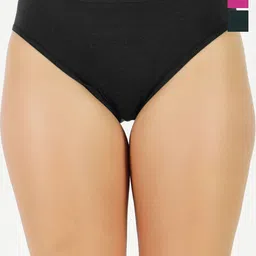 GOTO Pack Of 3 Hipster Briefs Cotton lycra Solid Penty Black Green Pink-image-6