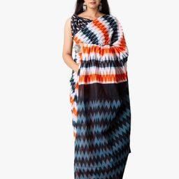 TROPWEAR Pure Cotton Geometric Block Print Saree-6