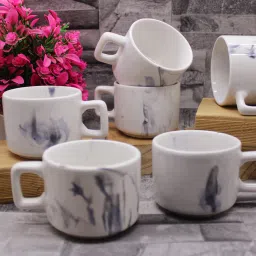 Pack of 6 Ceramic Coffee Cups & Tea Hotel Cup Round shape 130ML Set Best Gift for Friends-20