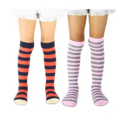 NESKA MODA Kids-Unisex Set Of 2 Knee Length Cotton Socks-56