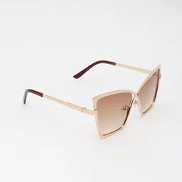 PELLE LUXUR Women Brown Lens & Gold-Toned Cateye Sunglasses PLSG8054-Brown-picture-3