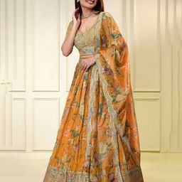 JIHU CULTURE Embroidered Semi-Stitched Lehenga & Unstitched Blouse With Dupatta-picture-13