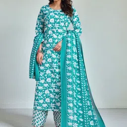 SZN Women Floral Printed Regular Kurta with Palazzos & With Dupatta-image-12