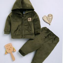 Moms Love Infant Boys Ribbed Velvet-Finish Pure Cotton Hooded Sweatshirt With Joggers-image-39