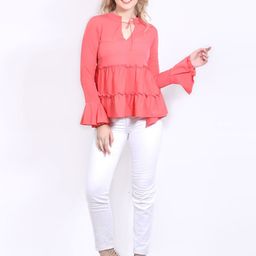DELIS Bell Sleeve Monochrome Georgette Top-image-73