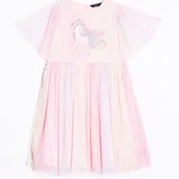 Allen Solly Junior Girls Embellished Flared Sleeve Fit & Flare Dress-image-8