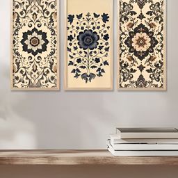 Kotart Beige & Black 3 Pieces Floral and Botanical Wooden Wall Paintings-image-70