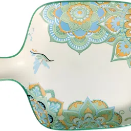 lemon tree Ceramic Square Platter with Handle | Matt Finish | Designer Coloured Print Sizzler Tray image 5