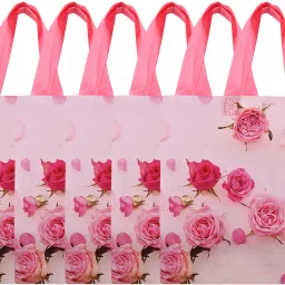 PVC Gulab Bags for Lunch-Grocery-Shopping|Pack of 6|Pink Pack of 6 Grocery Bags-image-76