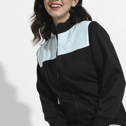 Campus Sutra Colourblocked Windcheater Fleece Bomber Jacket-image-88