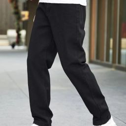 Men Loose Fit Mid Rise Black Jeans-image-31