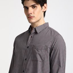 THE BEAR HOUSE Slim Fit Grid Tattersall Checked Pure Cotton Casual Shirt-image-25