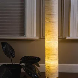 ashni Aldwin Off White Banana Fibre Paper Cloumn Floor Lamp-picture-21