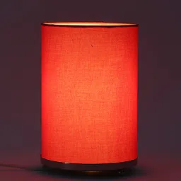 craftter Ruskin White Base Metal Bedside Night Lamp with Red Cotton Shade-picture-6