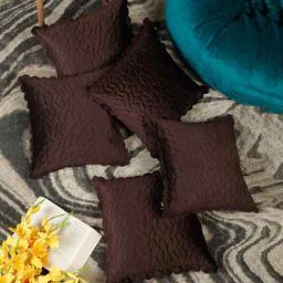 hosta homes Brown Velvet Abstract 16X16 Inches Cushion Covers (Pack of 5)-picture-4