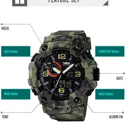 V2A Men Black Dial & Green Straps Analogue and Digital Multi Function Watch V2A-1520 image 5