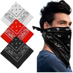 plutoprom DOUBLE SIDE PRINTED PAISLEY BANDANA HANDKERCHIEF FOR MEN AND WOMEN ["WHITE BLACK RED"] Handkerchief-9