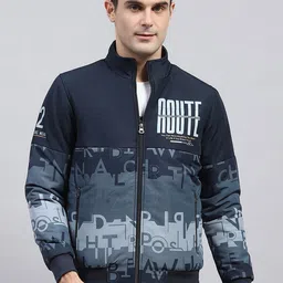 Monte Carlo Men Mock Collar Typography Printed Casual Bomber Jacket-picture-41