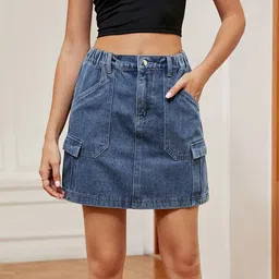 StyleCast Denim Above Knee A-Line Skirt-picture-27