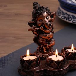 Zart Brown Religious Idol Showpiece With Candle Holder-image-31