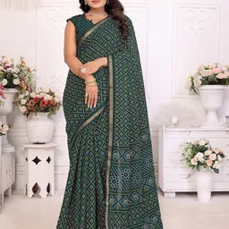 Divyadham Textiles Bandhani Printed Zari Border Pure Cotton Bandhani Saree-image-24