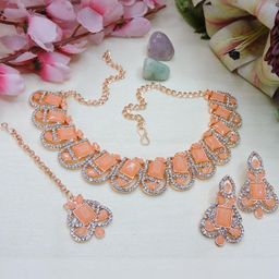 VATSALYA creation Rose Gold-Plated Artificial Stones Alloy Jewellery Set-image-51