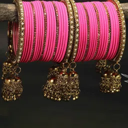 RIJOLI Set Of 42 Gold-Plated Latkan Zircon Studded Bangles image 4