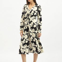 United Colors of Benetton Floral Print Monochrome Shirt Midi Dress-image-35