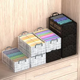 Kuber Industries Grey & Black 8 Pieces Drawer Organisers-55