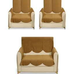 Fashion Throw Gold-Toned Checked Velvet Sofa Cover With Arms-image-18