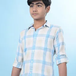 Crimsoune Club Boys Classic Fit Buffalo Checked Spread Collar Casual Shirt-image-38