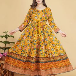 KALINI Women Quirky Embroidered Flared Sleeves Floral Anarkali Kurta-image-35