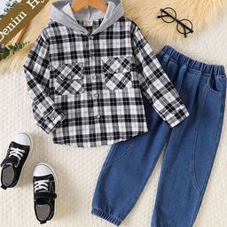 Hopscotch Boys Black Pure Cotton Printed Clothing Set-picture-8