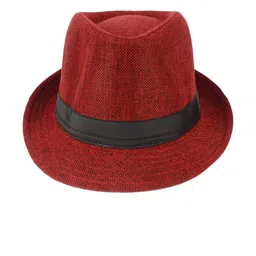 Infispace Men Red Solid Fedora Hat image 5