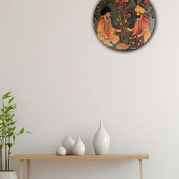 THE QUIRKY HOME Green & Yellow A Royal Encounter Printed Ceramic Wall Plate-14