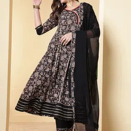 Anouk Men Black Ethnic Motifs Printed Regular Kurta Set With Trousers & Dupatta-picture-3