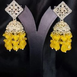 Gyaan Jewels Stone Studded & Beaded Drop Earrings-image-44