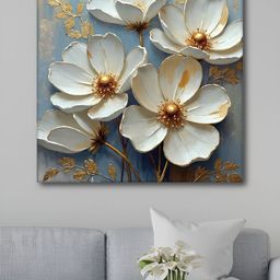 Aura Blue & White Floral Canvas Wall Art-image-10