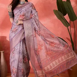 Sangria Digital Printed Banarasi Saree With Blouse Piece-93