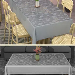 Kuber Industries Grey 2 Pieces Floral Printed Cotton 6-Seater Table Covers-85