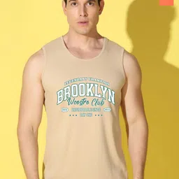 WOOSTRO Pack Of 2 Printed Super Combed Cotton Gym Vests VWS26(BKLN RUST)(PLAIN ORANGE)-image-79